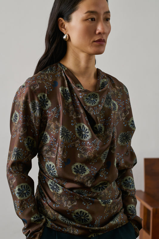 Blouse Fresia - Aubergine/Vert - Soie - Femme