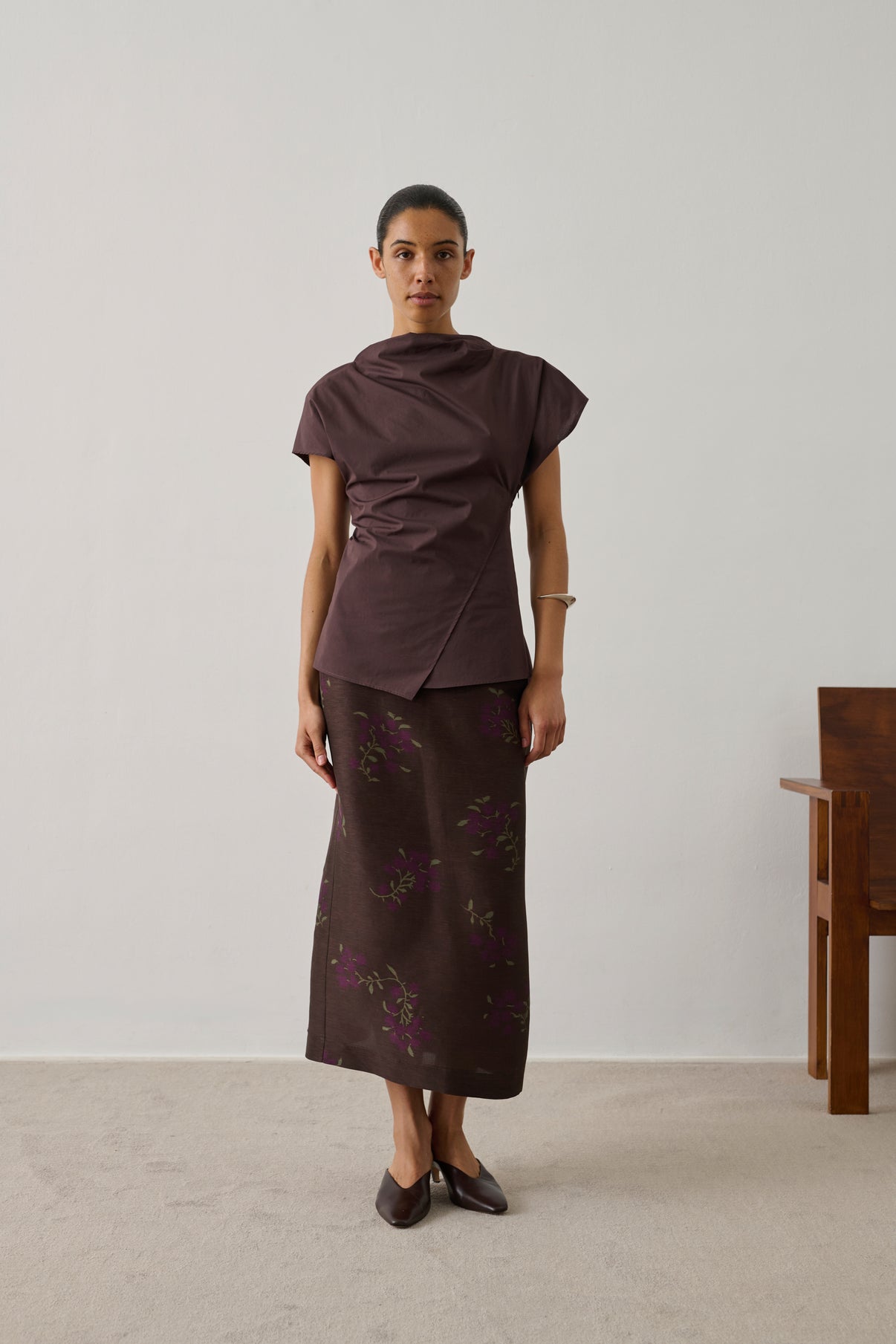 Jupe Helia - Marron/Violet - Lin - Femme vue 1