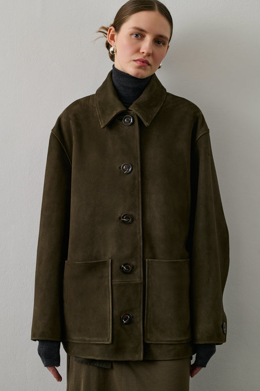 Veste Vincenzo - Kaki Foncé - Cuir - Femme