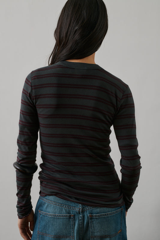 Tee-Shirt Gaelle - Aubergine/Anthracite - Coton - Femme