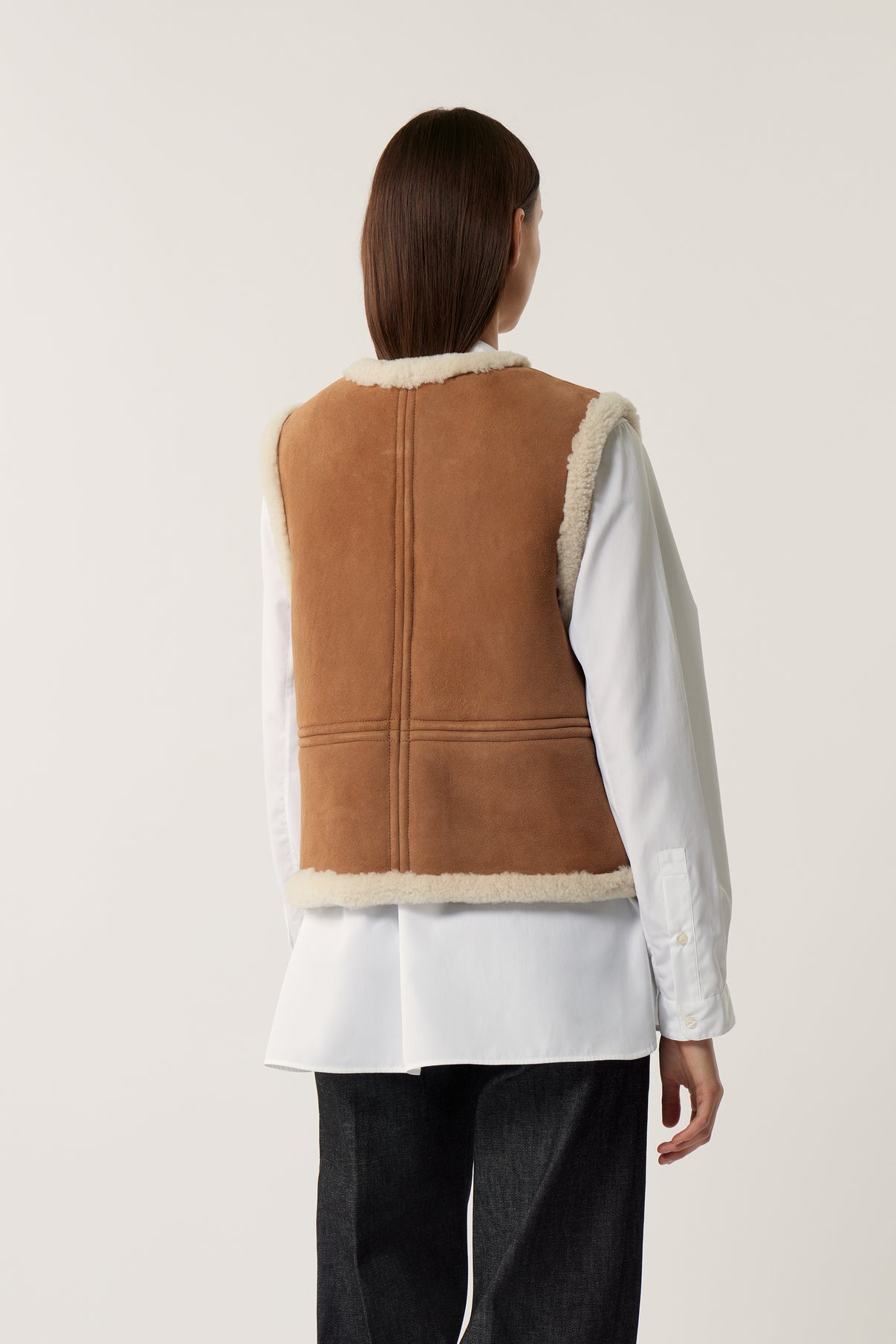 Gilet Sans Manches Pyrenees - Miel - Cuir - Femme vue 4